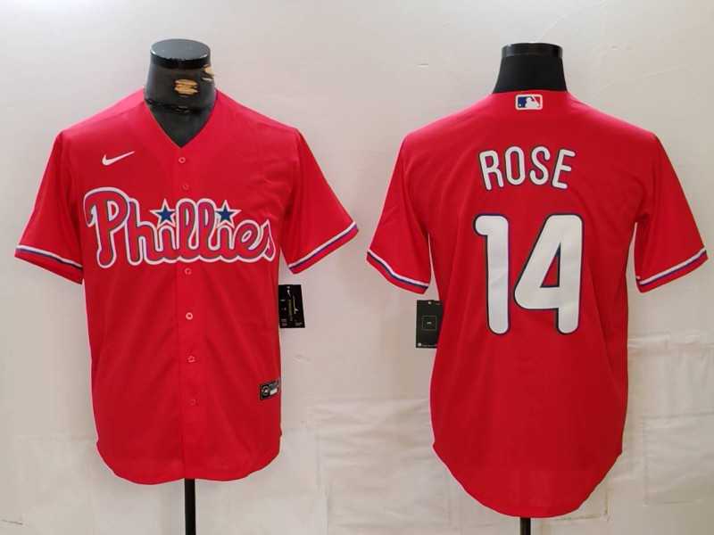 Mens Philadelphia Phillies #14 Pete Rose Red Cool Base Stitched Jersey->philadelphia phillies->MLB Jersey